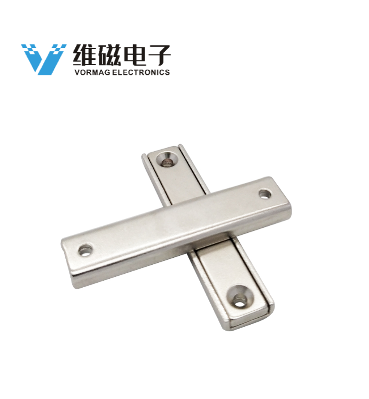 Rectangular Neodymium Pot Magnet with Countersunk Holes